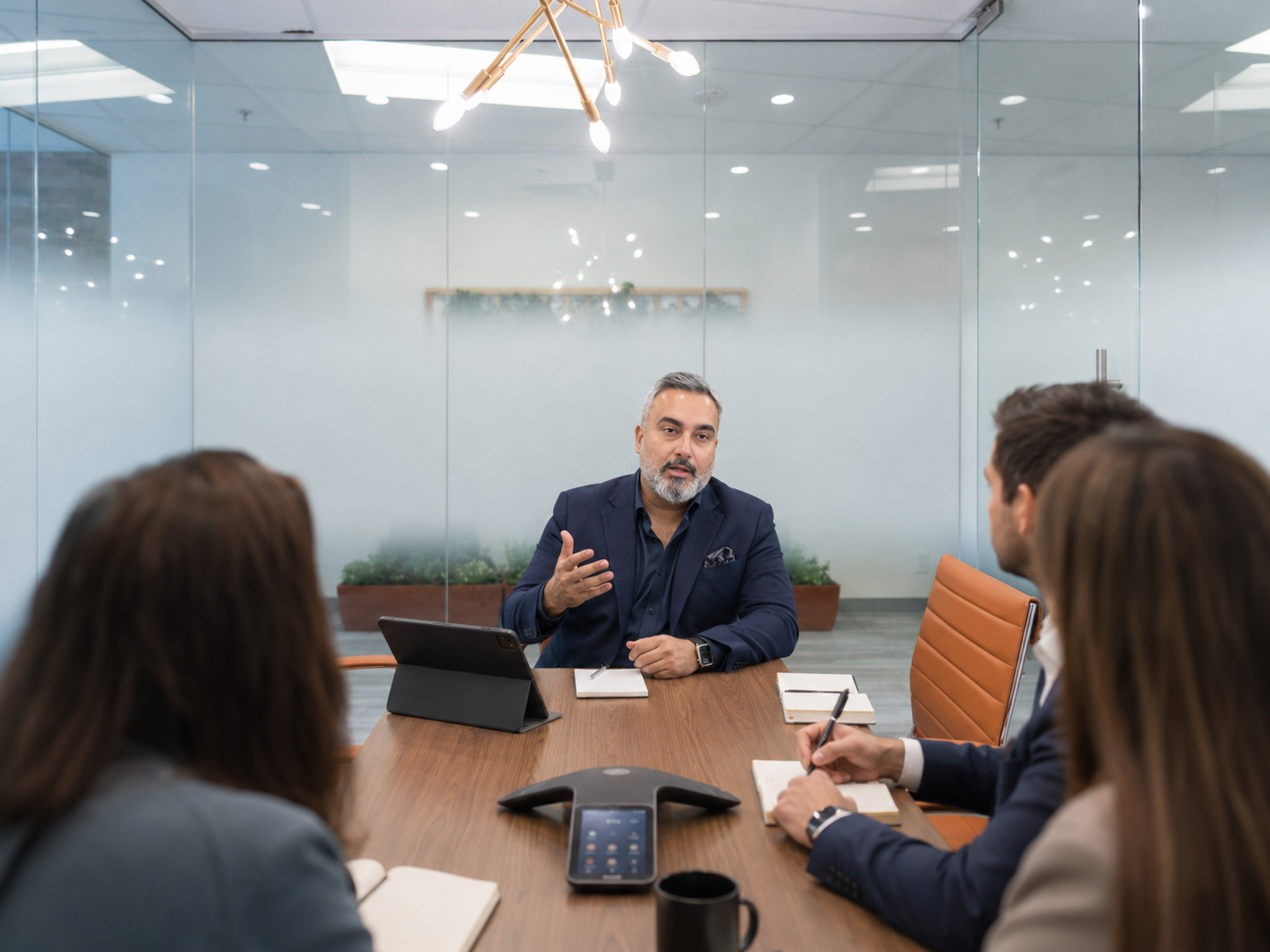 Karan Pratap Singh advising institutional stakeholders in a conference room